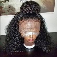 360 Полное кружевное парик Человеческие волосы для чернокожих женщин Бразильские kinky Кудрявые кружевы передние парики предварительно сорванные мокрые и волнистые 130%