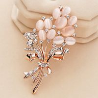 kadınlar broş Pin yapay elmas için Şık Opal Taş Çiçek Broş Pin Konfeksiyon Aksesuarları Doğum Hediye broşlar