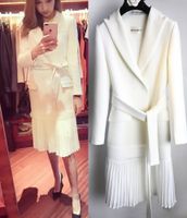2019 весна и летняя белая белая ветровка с юбкой костюмом леди сгиб длинный тонкий костюм пальто элегантный темперамент женская одежда