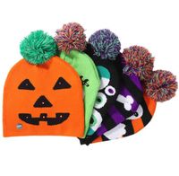 Halloween LED Light Up Hat Beanie Knit Cap Crianças Adulto Pumpkin Ghost Knit Beanie Holiday Hats Party Costume Supplies