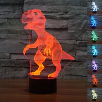 Dinozor 3D Gece Işığı Dokunmatik Masa Masa Lambası 7 Renk 3D Optik Illusion Işıklar Yılbaşı Hediyeleri