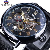 CWP Forseining Black Golden Roman Watch Clock Seconds Hand Ręce Niezależny Projekt Mechaniczny Ręka Wiatr Zegarki dla Mężczyzn Wodoodporne
