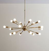 Mid Century Brass Sputnik ljuskrona 18 armar modern hängande lampa takljus för sovrum bar vardagsrum hem belysning