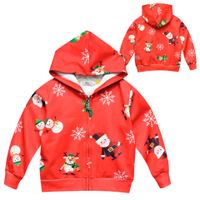 Мода девушки толстовки дети Санта снежинка мультфильм печатная куртка молоко шелк дети рождественская одежда