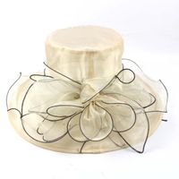 Ivory Big Organza Hat Church Hat,Bridal Hat Fascinatwith Feathers For ...