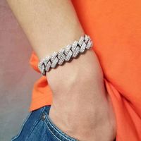 7 8 Zoll 13mm für Männer Luxus-Designer-Herren aus Ketten Armbänder vereist rosa Diamant-Kettenarmband Silber Cuban Link Kette Schmuck bling