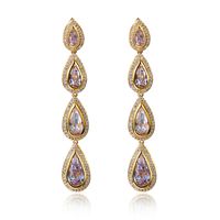 Fashion- Gold plate Long Earrings, Setting with Water Drop 4 ...