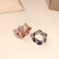 Nuevo patrón de empalme negro anillo de ónix joyería de fiesta de moda para mujeres rosa oro boda lujoso triángulo anillos de cáscara envío gratis