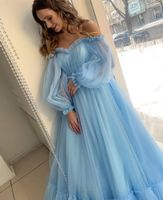 Sky Blue Bridal Dresses 2019 Latest A-line Backless Bohemian Country Wedding Dresses Lace Tulle beach Summer holiday robes de mariée