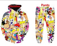 Großverkauf - neue Art und Weise Männer / Frauen-Cartoon-Figuren 90s Sweatshirt Jogger Lustige 3D-Druck Unisex Hoodies + Pants ZZ031