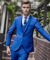 ロイヤルブルーメンズTUX 2019新しいハンサムなコートパンツ男性のウェディングスーツスリムフィット3ピース新郎TUXEDOS正式なプロムブレザー（ジャケット+パンツ+ネクタイ）