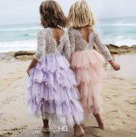 Summer Lovely Baby Flower Girl Dress Princess Pageant Lace Tulle Little Girls Special Occasion Dresses Mc1680