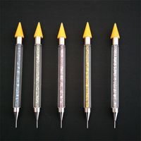Double Head Nail Denting Pen Multi-functie Strass Crayons DIY Wax Potlood met opbergdoos Mulit kleur 5 3HP E1