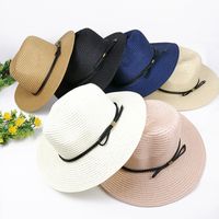 Chapeaux de soleil pour femmes chapeau de paille de Panama Summer Casual plat plat Beach Hat 2019 réglable pliable dames sombrero