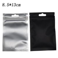 Matte Black Mylar plástico transparente pacote de saco de 8.5 * 13 centímetros de calor selável Folha de alumínio Embalagem 100pcs Pacote Bag Zipper Top Saco / lot