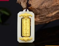 Socialite high-end low price high quality 2pcs/lots natural high jade inlay gold fiiled pendant necklacei up-market (34*17*8.5mm)
