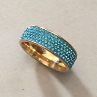 Nouvelle arrivée Top qualité Full Size 5 rangs cristal bleu acier inoxydable bijoux de mode anneaux de mariage Fait avec de véritables cristaux CZ
