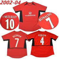 Manchester United man utd 2002 2003 2004 Man Retro Version MAN Soccer Jerseys 02 03 04 Chemises classique vintage de football Ronaldo United Beckham Veron Van Nistelrooy