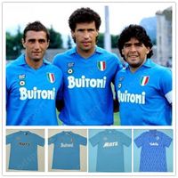 Rétro Napoli Jerseys 87 88 89 91 93 Maradona Naples Classic Soccer 86 Mertens Alemao CareCa Maradona Hamsik Vintage Shirt de football Calcio