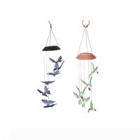 Solar powered hummingbird lamp Color-Changing Solar Mobile Wind Chime Waterproof Solar Powered LED Hanging Lamp for Outdoor