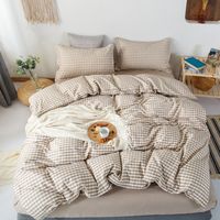 Set di biancheria da letto classiche per la trapunta piumino cover foglio di cuscino per letti a letti reticolo marrone solido 200x230 cm tessile domestica full size