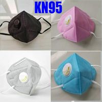 KN95-6-Schicht-Gesichtsmaske wiederverwendbare Atemschutzventil Atemschutzmaske Designer Gesichtsmasken Mascherine Fashion Black Einzelpackung