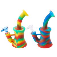 Mini silicone Beaker Bong Dab Rigs Water Pipe Bong Incassable Oil Rig avec silicone Downstem 14mm Glass Bowl en stock FY2263
