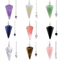 Natuursteen Hangers Klein Size Dowsing Quartz Gemstone Rock Crystal Hexagonal Pointed Reiki Chakra Chain Hanger Amulet-slinger voor vrouwen Mannen