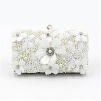 ABERA 2020 handmade flowers evening bags white lace party dinner clutch purse bride beads embroidery wallets drop shipping MN1508