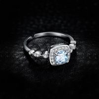 JewelryPalace 1ct Genuine Blue Topaz Ring 925 Sterling Silver Rings for Women Halo Engagement Ring Silver 925 Gemstones Jewelry