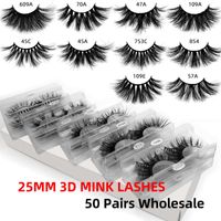 Hot 10 Styles 25 mm cil 3d Mink Lashes en vrac naturel à long Mink Lashes Faux Cils DHL gratuit