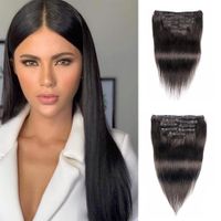 Kisshair Natural Color Clip в наращивание волос 7 штук / набор REMY бразильский прямые человеческие волосы 14-24 дюйма на наращивание волос