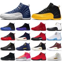 12 12s Hommes Chaussures de basket-ball INVERSE DE LA GRIPPE JEU INDIGO Gym Rouge FIBA ​​Hot punch TAXI or de l'Université Hommes Sport Baskets Sneakers chaussures 7-13