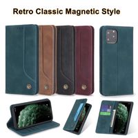 Samsung A51 A71 Högklassig Magnetic PU Läder Plånbok Case Flip Skal till iPhone 12 11 x 7 8 med kortplats 4 färger valfri