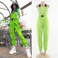 New Hip-Hop Dance Costumes For Adults Nightclub Bar Women'S Fluorescent Green Siamese Overalls Trousers Street Dance Wear SL3734