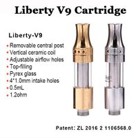 Cartridges originales de Amigo Liberty V9 E Cigarrillo de aire Atomizador de vidrio ajustable Cartucho grueso Vape 4 orificios de admisión 0.5ml 1.0ml Vapor de vapor