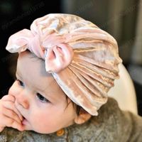 Hot venda de Moda de Nova recém-nascidos de Inverno Bow Turban Chapéus de meninas infantil flanela Beanie Hat For Kids