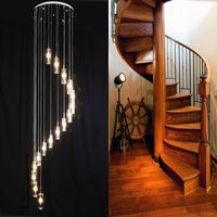 Modern minimalistisk mode hänge ljus k9 kristall block s-formad transparent duplex trappa ljuskrona trapplampa lampor ljus för hotell