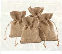 bolsas de lino natural con asas de bolsas de arpillera de la vendimia natural de yute yute cuerda bolsa de tela bolsa fina paquete