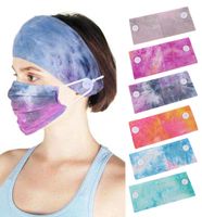 Frauen Tie-Dye Knopf Stirnband für Mask Sport Yoga-Übung Soft-Taste Haarband Turban für Mädchen-Geschenk-Haar-Zusätze