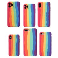 Чехлы для телефонов для iPhone 12 Pro Max Liquid Silicone Rainbow Pattern Mobile Cover для Apple 7 8 Plus X XR XS 11 13 Mini