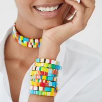 Rainbow Bangles Bracelets Women Multicolored Enamel Tile Bra...