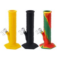 New 9 Inch Silicone Water Bongs with 14mm Male Glass Bowl Downstem 18mm Female Silicone Dab Rigs for Quartz Banger Nails Glass Pipes