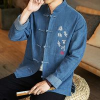 Etnik Giyim Geleneksel Çince Erkekler Giysileri için Cheongsam Shanghai Tang Suit Kungfu erkek Vintage Oryantal Gömlek KK2958