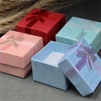 4x4cm Small Ring Jewelry Gift Wrap Box Present Giving Case Butterfly Ribbon Organizer Exquisite General Gift Container Necklace 0 35mw B2