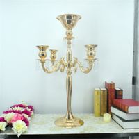 Uchwyt na świech 5-broniony błyszczący złoty platowany candelabra romantyczny i luksusowy metal na imprezy ślubne lub wystrój imprezowy