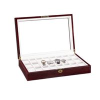 24-slot case glas gyro presentklocka låda smycken lagringsskärm trälåda
