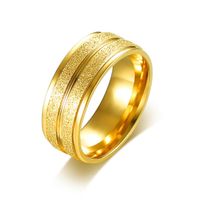 Dull Polish Engagement Ring for Men Gold Color 8mm Width Wedding Bands Finger Ring Female Male Stainless Steel Jewery