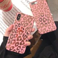 Étuis de téléphone portable Étui à imprimé léopard rose mignon pour 11 pro max xs xr xs x 6 6s 7 8 Plus couverture arrière de protection douce et douce