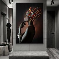 Black Girl With Silver Jewelry African Art Canvas Paintings On The Wall Art Posters And Prints Canvas Pictures For Living Room